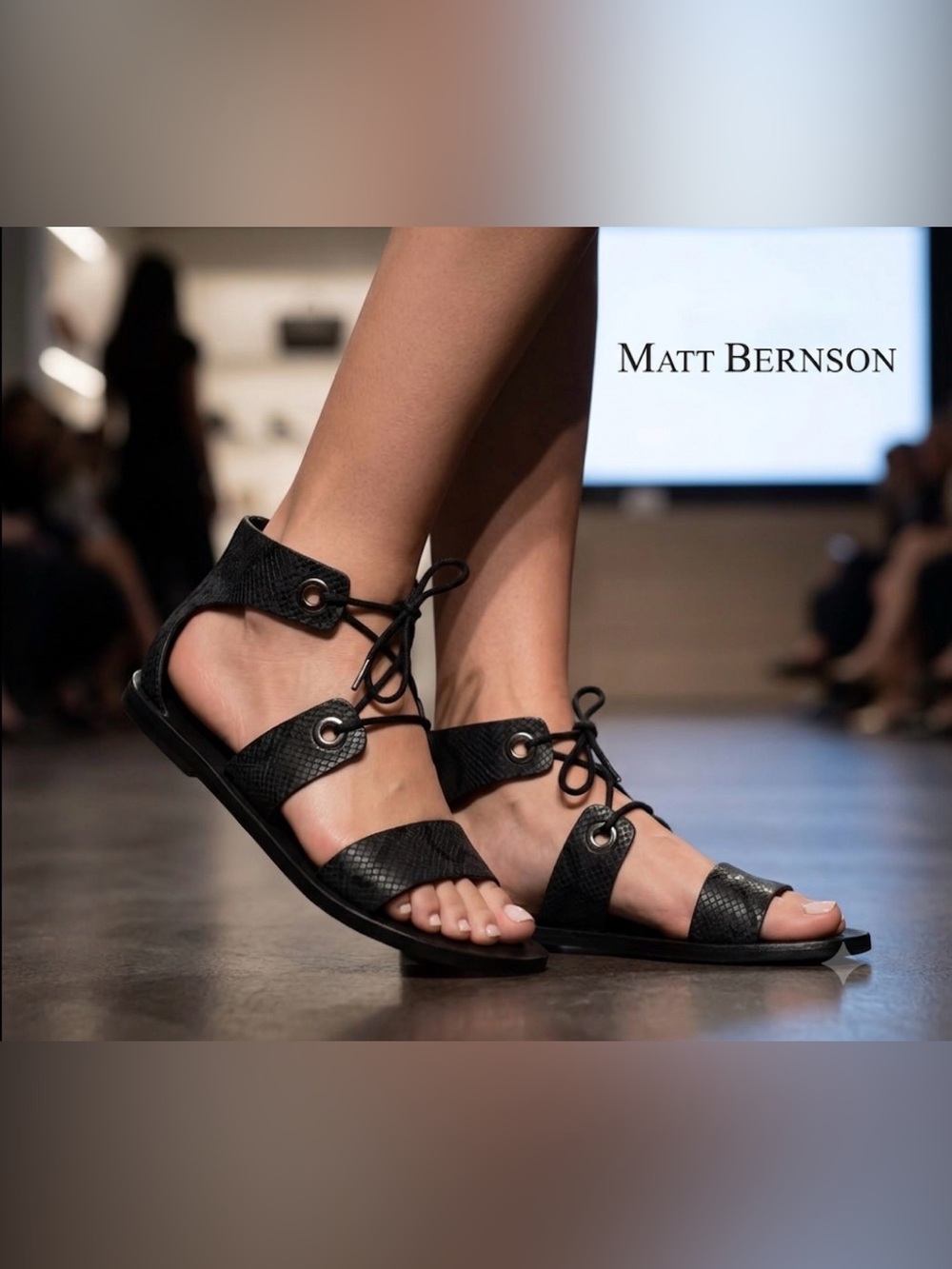 Authentic Matt Bernson designer black leather sandals sz 8